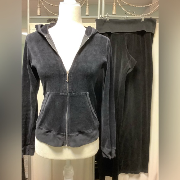 Juicy Couture 90s Velour Pants 32 x 32 Zip Up Hoodie Tracksuit - Picture 2 of 15